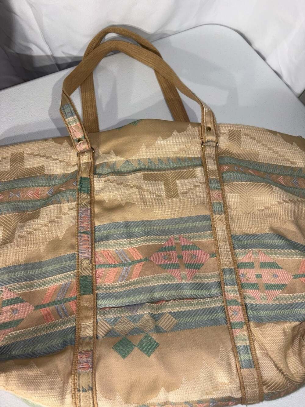 Vintage BJ Designs Pastel Southwest Pattern Tapestry Weekender Tote Bag